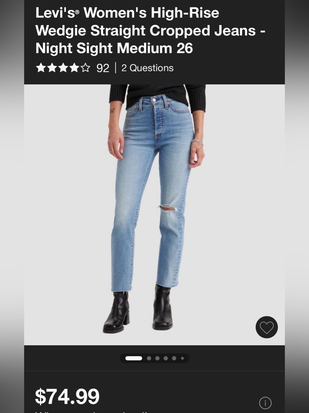 Ladies/Jr’s Levi’s High Rise Cropped Jeans